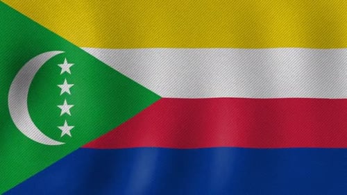 Comoros Flag Realistic Fabric Waving Motion Graphic