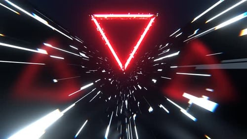 White And Red Triangle Strobe Neon Futuristic Corridor Background Vj Loop I 4K