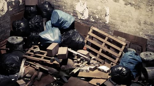 Grungy Urban Alley Corner with Falling Confetti Animation