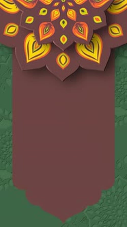 Rotating Indian Rangoli with copy space.