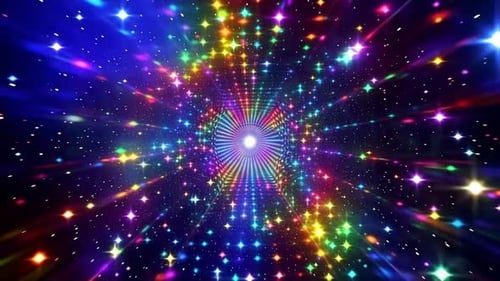 Bunter Regenbogenstern-Tunnel, abstrakte Bewegungsschleife