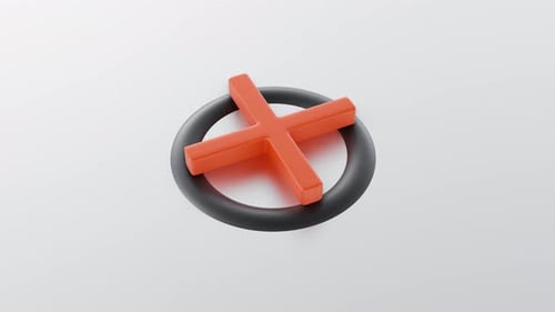 Símbolo de cruz incorrecto Sin animación 3D sobre fondo brillante