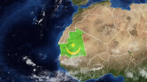Earth Zoom to Mauritania with National Flag Highlight