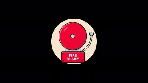 Red Fire Alarm Bell. Emergency Concept Animation Video - Transparent
