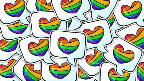 Animated Rainbow Heart Speech Bubbles for Pride Celebration