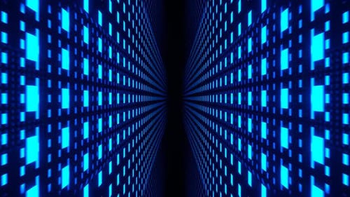 Blue Neon Tech Grid Perspective Background Vj Loop In 4K