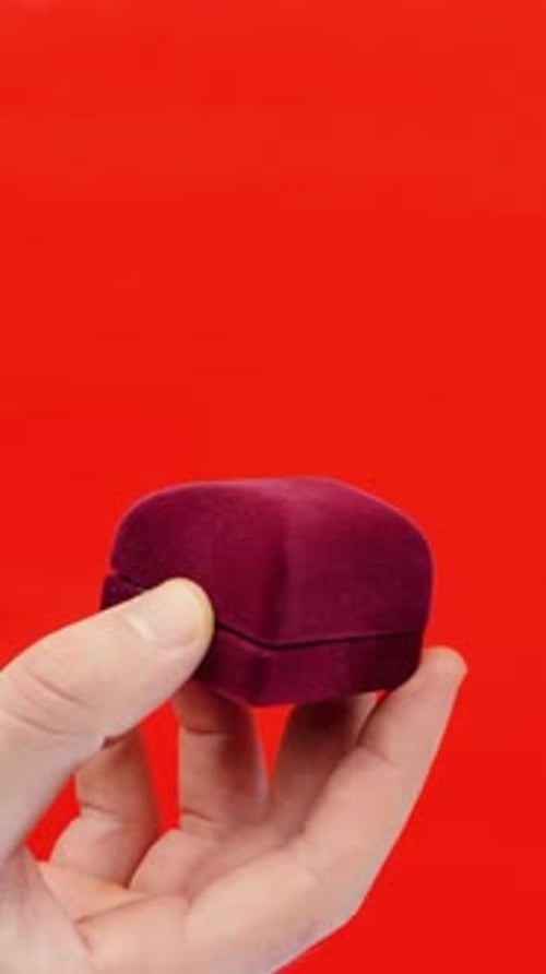 Hand Holding Ring Box for Romantic Proposal