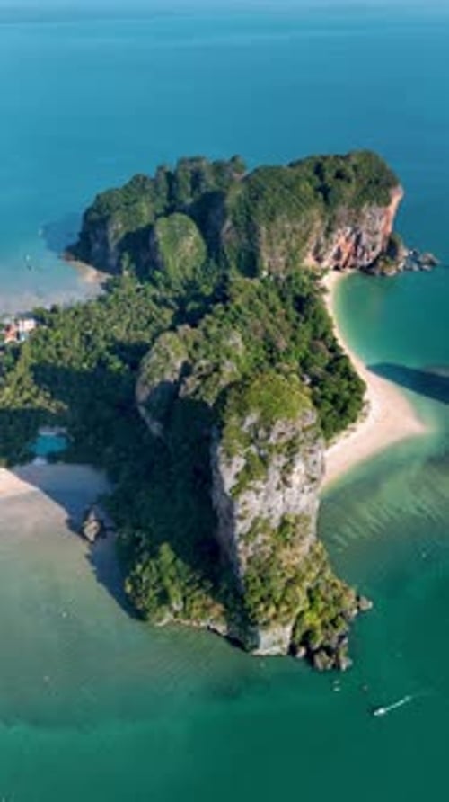 Aerial View of Tropical Island in Turquoise Sea