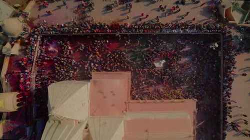 Aerial view of Shri And Baba Temple in Nandgaon, Uttar Pradesh, India.