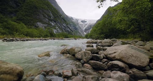 Glacier Kjenndalsbreen Beautiful Nature Norway natural landscape.