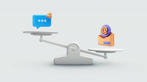 Sms vs email balance scale looping animation