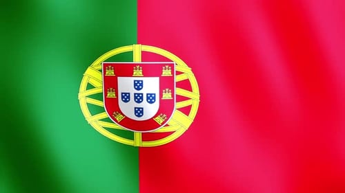 Portugal Flag Waving Realistic Loop