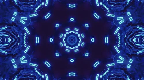 Blue and black kaleidoscope design with star. Kaleidoscope VJ loop