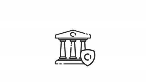 Bank Animated Line Icon Alpha Channel
