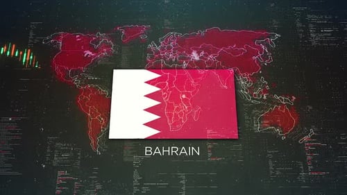 Bahrain Stock Market Chart Background With Flag