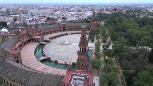 Vista aérea de la Plaza de España en Sevilla, España