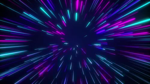 Fond en boucle de rayures de néon colorées à la vitesse de la lumière abstraite