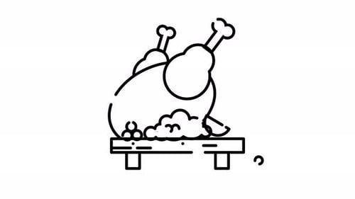 Animation chicken with vegetable line art icon. Motion graphic animation cooking themed