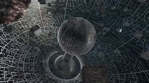 Abstract Engraved Silver Globe 3d Cubes Spinning Motion Background