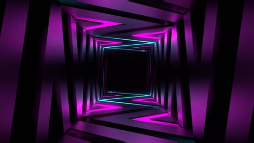 Pink And Cyan Neon Curve Lines Corridor Background Vj Loop In 4K