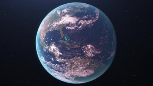 Approach to the planet earth seen from a space flight or satellite.