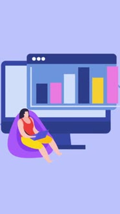 Woman Working on Laptop in Office Vertical