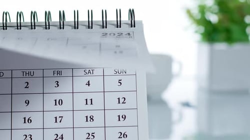 Calendar January 2025. Close-up. Concept of deadline and planning for the new year.