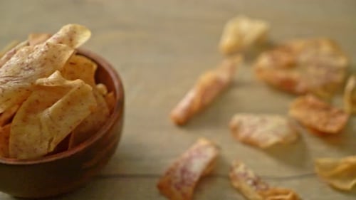 Close Up of Delicious Taro Chips Snack