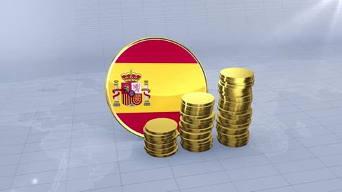 Spanische Flagge mit schlichtem Goldmünzenturm