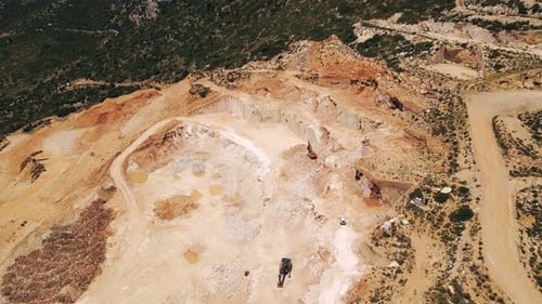 Aerial View of a Mountain Quarry Excavation