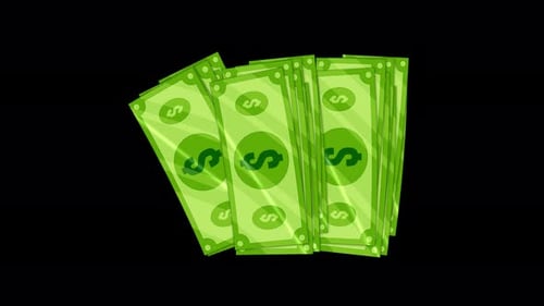 Animated Flat Design Money Bills Stacking