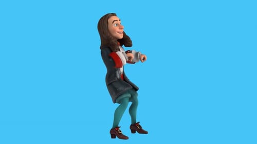 Fun 3D cartoon baroque man dancing (with alpha channel included)