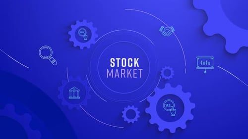 Flat Infographic Colorize Icons Background Stock Market Loopable Animation