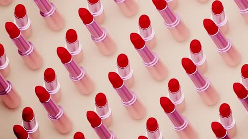 Animated Pattern of Red Lipsticks Extending