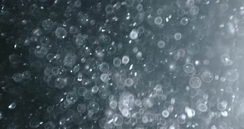 Abstract Bubbles and Particles Floating on Dark Gray