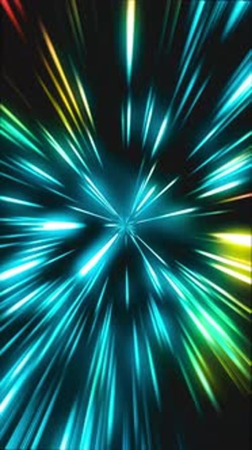 Animation en boucle. Tunnel multicolore de lignes au néon (vidéo verticale
)