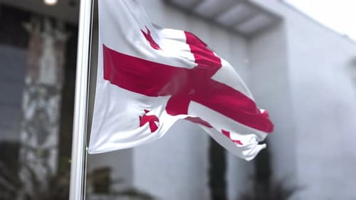 Waving Flag of Georgia with Realistic Fabric Animation