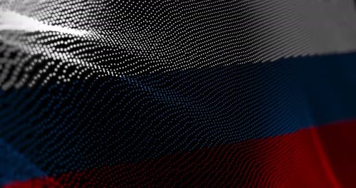 Drapeau russe agitant un bruit de glitch