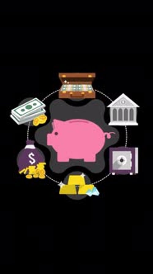 2D Cartoon Economy Banner Vertical Animation Alpha Channel