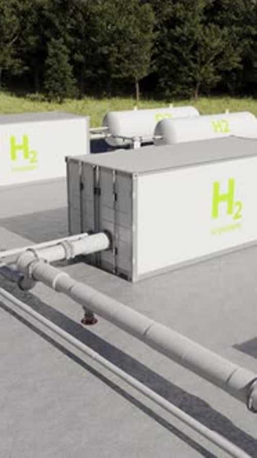 Hydrogen Production Plant Opening Its Doors Vertical Animation