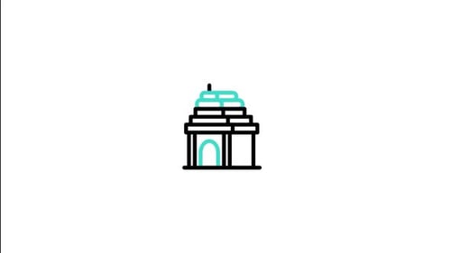 Animated Minimalist Line Icon of Famous Landmark