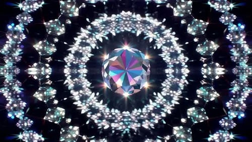 Sparkling Diamond Kaleidoscope Mandala Animation
