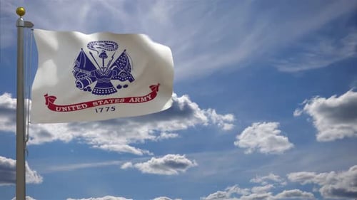United States Army Flag Waving Against Blue Sky