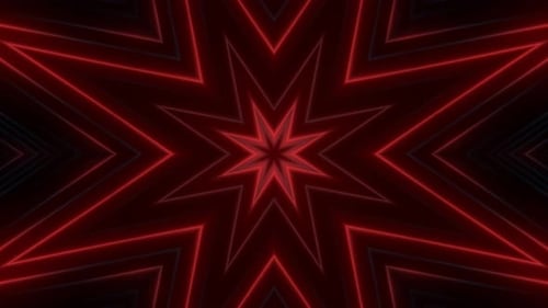 Pulsing Red Neon Star Abstract Pattern Loop