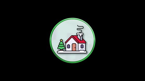 Rotating 3D Christmas House Icon Animation