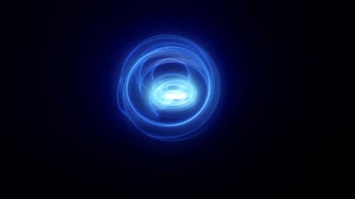 Abstract blue rings spheres from energy magic waves of smoke circles