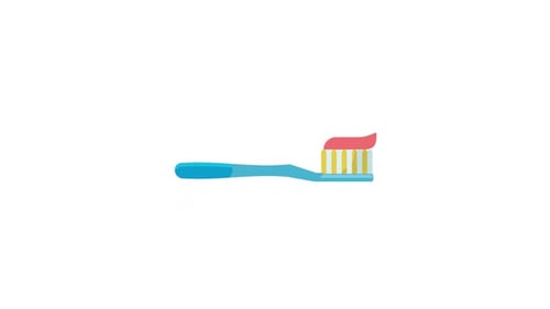 Animated Toothbrush with Toothpaste Icon in Flat Design