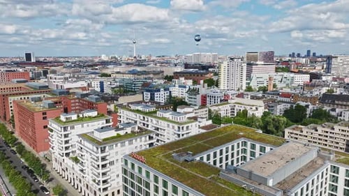 Aerial view of the Mitte district in Berlin, Germany.