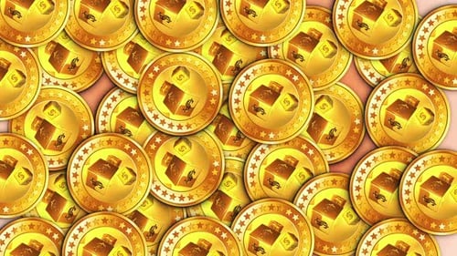 Animação em loop de fundo de moeda de ouro de criptomoeda