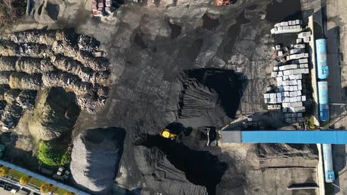 Aerial view to industrial zone and technology , Europe. European industry from above.